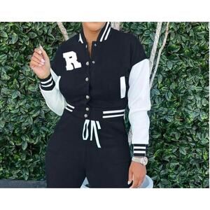 Women’s Letter Print Sportswear Crop Jacket Size M